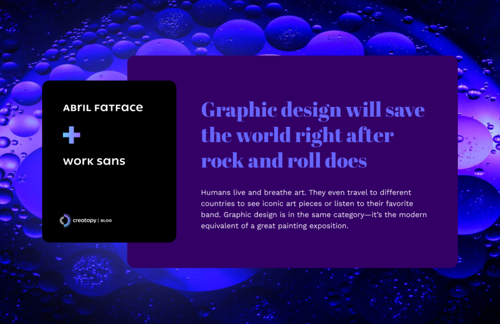 Abril Fatface Work Sans font pairing