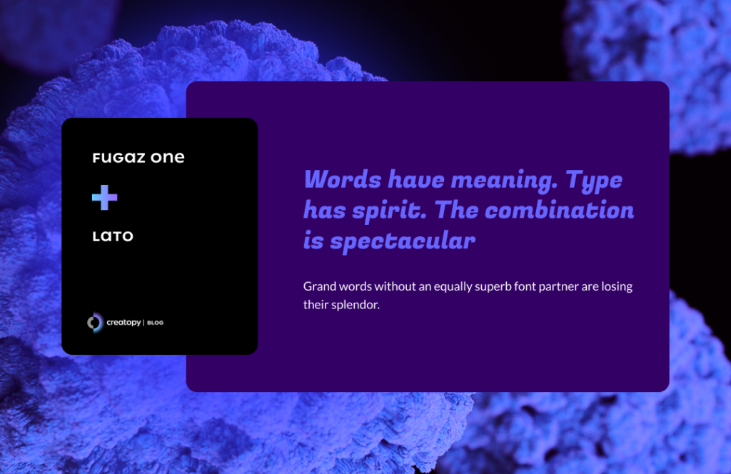 Fugaz One Lato font combination