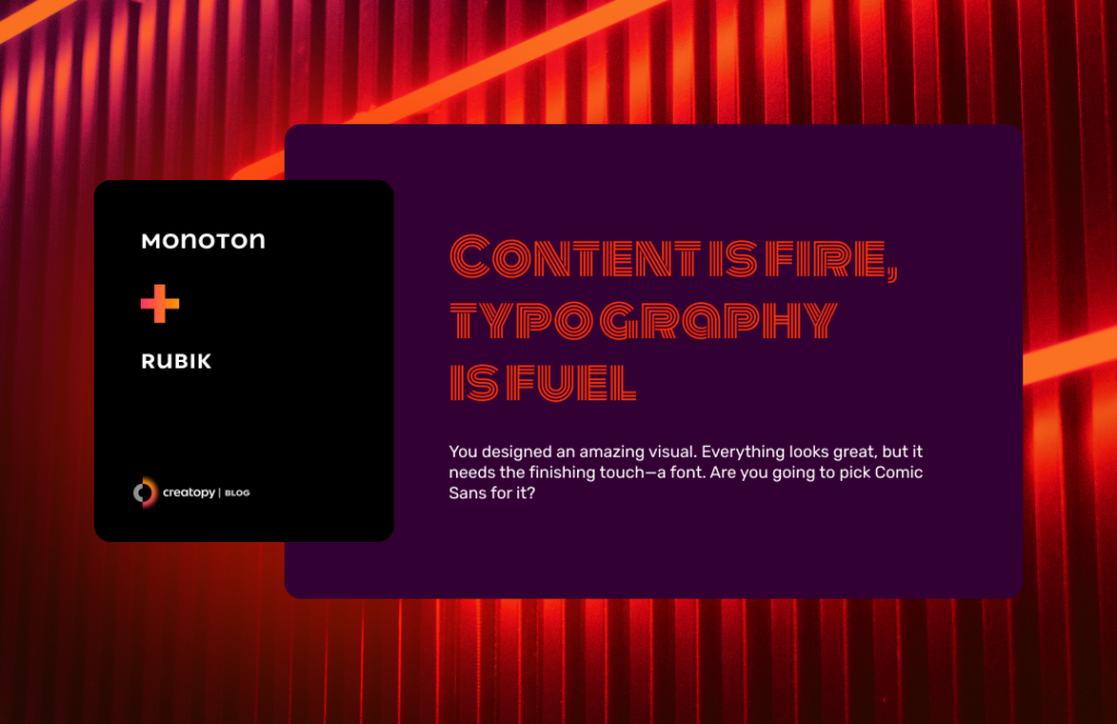 Monoton Rubik font pairing