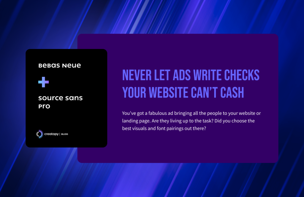 Source Sans Pro Bebas Neue font pairing