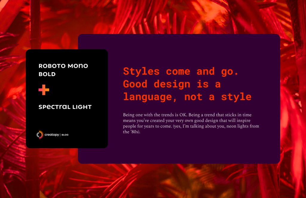 Spectral Roboto font pairing