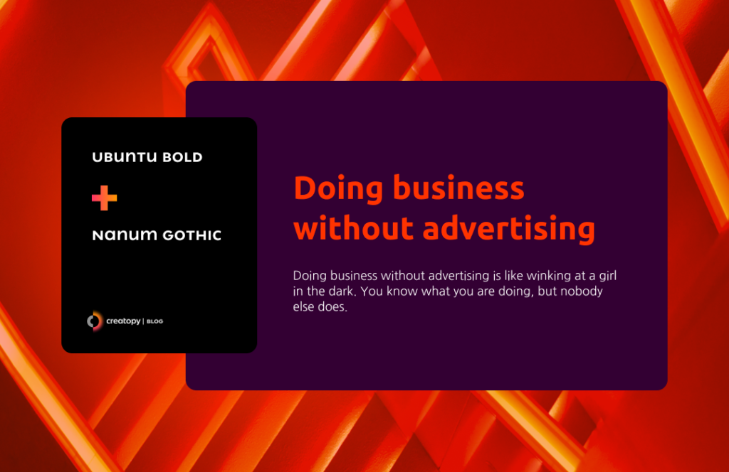 Ubuntu Bold Nanum Gothic font pairing