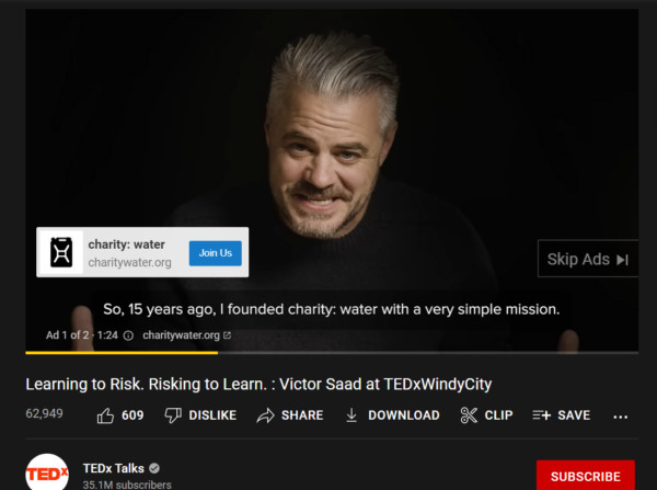 A screenshot of a video ad on Youtube appearing before the video begins.
